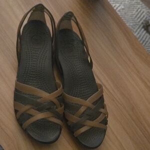 Crocs Huarache Isabella Brown Caramel Jelly Strappy Sandals Size 8